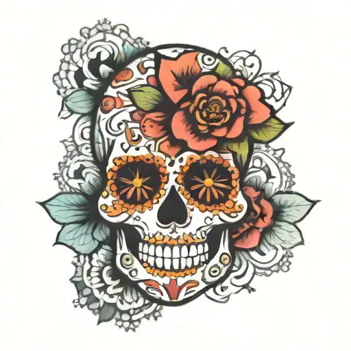 sugar skull mandala tattoo design idea