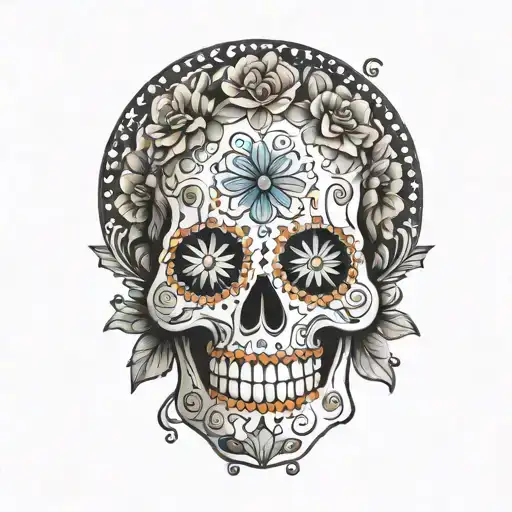 boho mandala sugar skull tattoo design idea