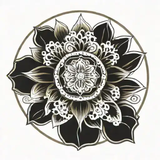 floral mandala  medallion tattoo design idea