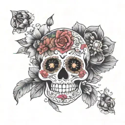 sugar skull  boho mandala medallion lotus tattoo design idea