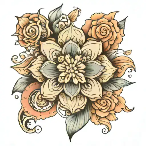 floral mandala tattoo design idea