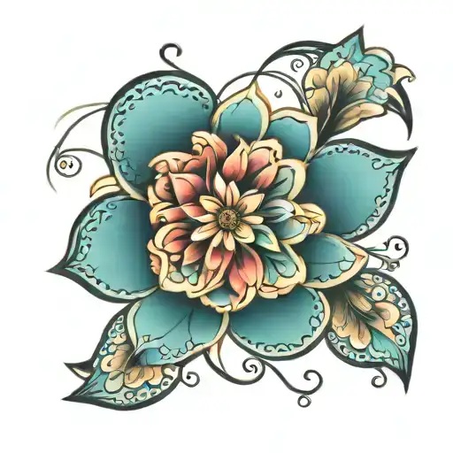 floral mandala  medallion tattoo design idea