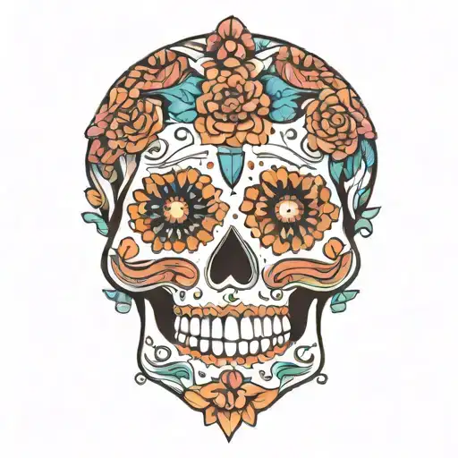 boho mandala sugar skull tattoo design idea