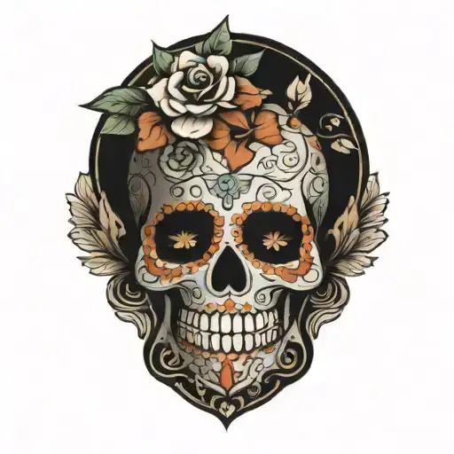 boho mandala sugar skull tattoo design idea