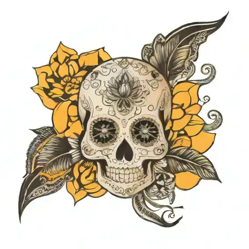 sugar skull  boho mandala lotus tattoo design idea