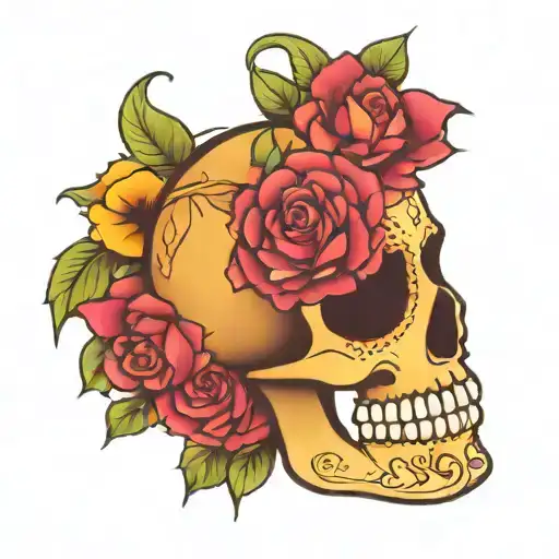 sugar skull floral  mandala tattoo design idea