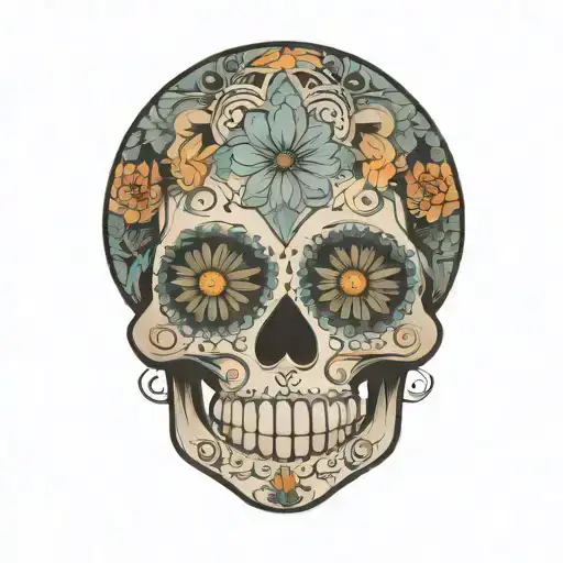 sugar skull with  mandala tattoo design idea