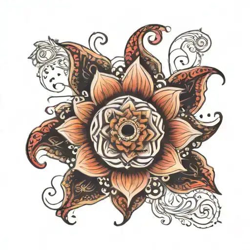 boho mandala lotus sugar skull tattoo design idea