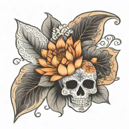 boho mandala lotus sugar skull tattoo design idea