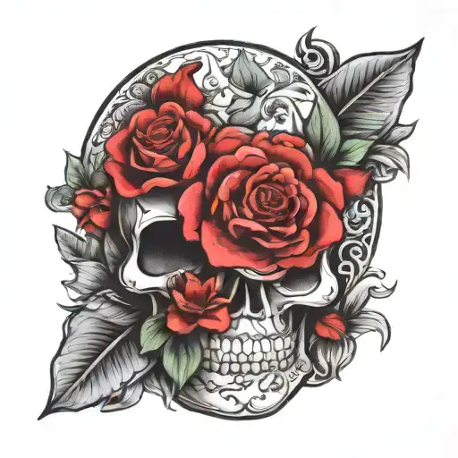 sugar skull floral  mandala tattoo design idea