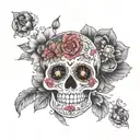 sugar skull  boho mandala medallion lotus tattoo design idea
