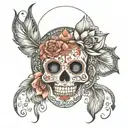 sugar skull  boho mandala medallion lotus tattoo design idea