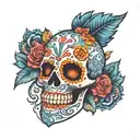 sugar skull mandala tattoo design idea