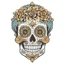 boho mandala sugar skull tattoo design idea