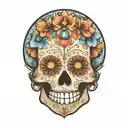 sugar skull with  mandala tattoo design idea