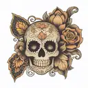sugar skull with lotus mandala tattoo design idea