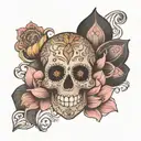 sugar skull with lotus mandala tattoo design idea
