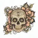 sugar skull with lotus mandala tattoo design idea