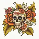 sugar skull floral  mandala tattoo design idea