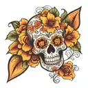 sugar skull floral  mandala tattoo design idea