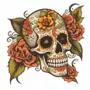 sugar skull floral  mandala tattoo design idea