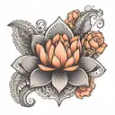 boho mandala lotus sugar skull tattoo design idea