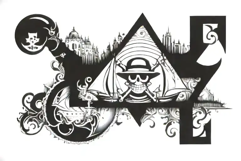 559 Portas with shanks one piece tattoo design idea