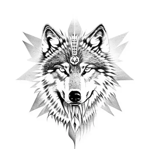 black feet Canadian red indian, tribal symbol, woman, chiefs wife, powerful woman, wolf  tattoo design idea