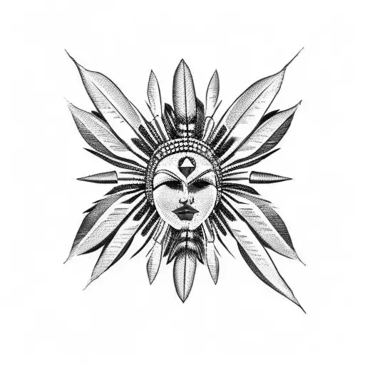 black feet red indian, tribal symbol, woman tattoo design idea