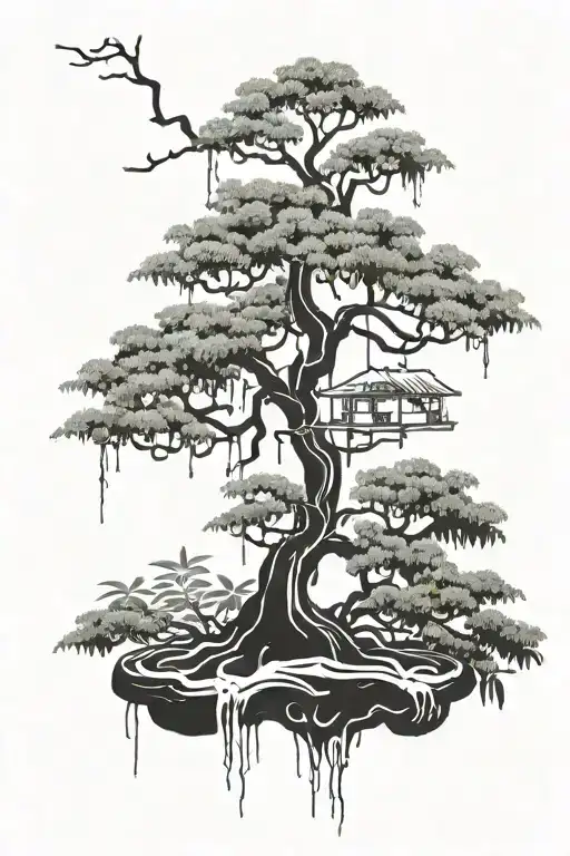 wisteria bonsai abstract design tattoo design idea