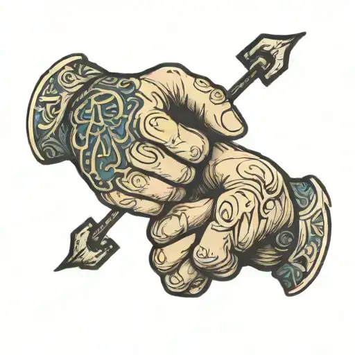 letters in fist bumping tattoo design idea