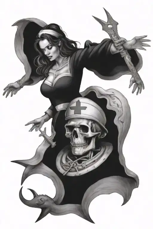 Nurse and seafarer full sleeve tattoo design idea