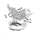 bread and coffe tattoo design idea