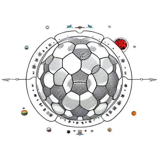 soccerball as planet in solar system tattoo design idea