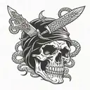 Special forces skull with a snake wrapped and a knife tattoo design idea