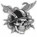 Special forces skull with a snake wrapped and a knife tattoo design idea