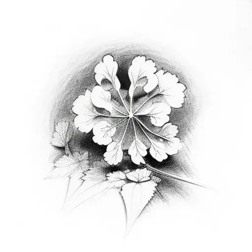geranium with leaves tattoo design idea