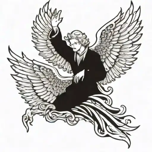 The man tore off the wings of the six-winged Seraphim. tattoo design idea