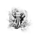 rose, elephant, tribal tattoo design idea
