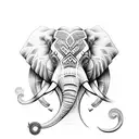 rose, elephant, tribal tattoo design idea