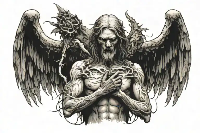 biblical angel tattoo design idea