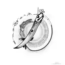 A fishing hook with a heart-shaped bait, representing the love for family and fishing tattoo design idea