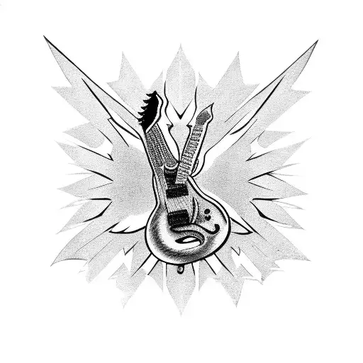 guitar neck with the fiur led zeppelin logos in it tattoo design idea