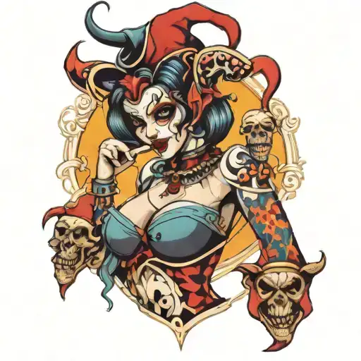 jester killin hot girl tattoo design idea