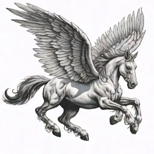 Realistic Flying Pegasus tattoo design idea