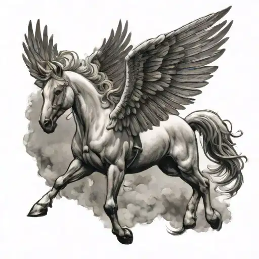Pegasus flying realista  tattoo design idea