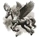 Pegasus flying realista  tattoo design idea