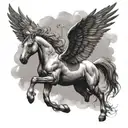 Pegasus flying realista  tattoo design idea