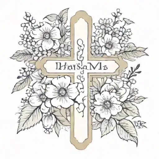 cross and flowers psalm 46:5 tattoo design idea