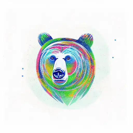 Bear in forest tattoo design idea